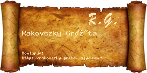 Rakovszky Gréta névjegykártya